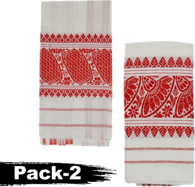 Assam Handloom Polycotton 160 GSM Bath, Face, Hand Gamcha(Pack of 2)