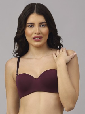 PrettyCat PrettyCat wired strapless tshirt bra Women Balconette Lightly Padded Bra(Purple)