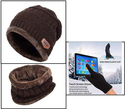 HUSB Solid Beanie Cap(Pack of 3)