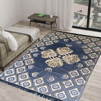 moninfinity Grey Velvet Carpet(5 ft,  X 7 ft, Rectangle)