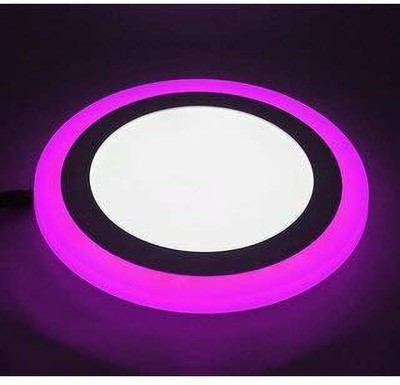 OTSLights 6 Watt 3+3 Double Colour LED Conceal Panel Side 3D Effect Light (Pink, Round) Recessed Ceiling Lamp(White)