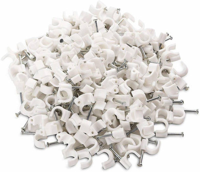 Lucknow Crafts 5mm cable clip 5 mm plastic and metal wire fastener(Set of 100, White)