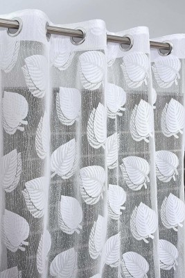 Harnay 275 cm (9 ft) Polyester Semi Transparent Long Door Curtain Single Curtain(Self Design, White)