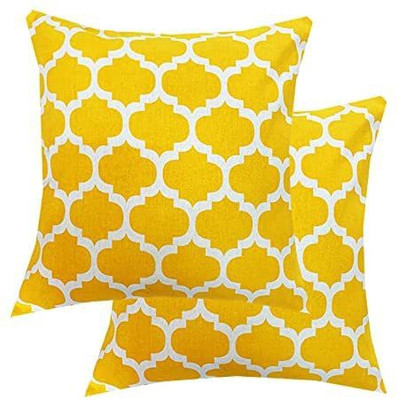 VIREO Cotton Cushions & Pillows Cover(40 cm*40 cm, Pack of 2, Yellow)