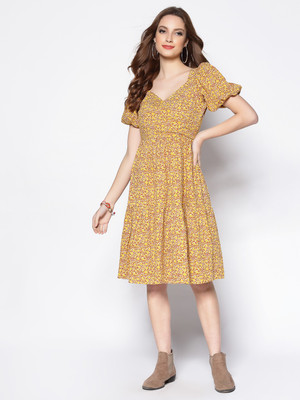 Sera Women Fit and Flare Multicolor Above Knee/Mid Thigh Length Dress