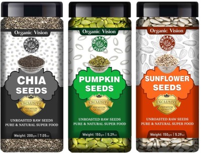 Organic Vision Combo Pack of Raw Chia Seeds, Pumpkin Seeds, Sunflower Seeds for weight loss, Healthy Heart and Boost Immunity seed for Eating Chia Seeds, Pumpkin Seeds, Sunflower Seeds(500 g, Pack of 3)