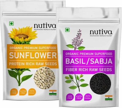 Nutiva Combo Pack of Sunflower Seeds and Basil Seeds 50 Gram Each Pack (RAW) Seed(100 g)