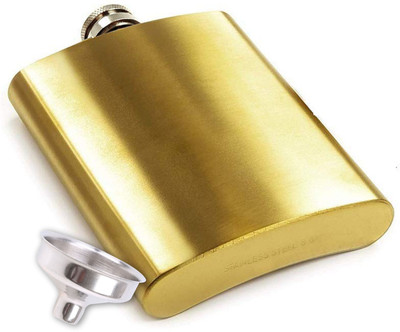 Protos India.Net Hip Flask Golden with Funnel Stainless Steel Hip Flask(207 ml)