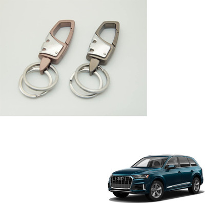 SEMAPHORE Double Ring Hook Locking Key Ring Black & Pink Key Chains Set of 2 Compatible with Audi Q7 Key Chain