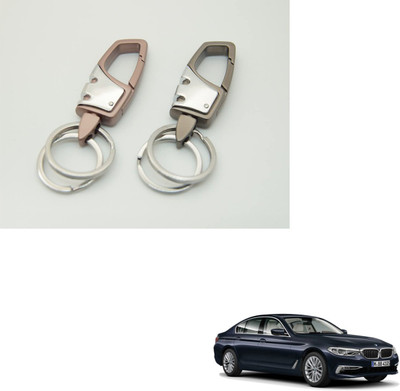 SEMAPHORE Double Ring Hook Locking Key Ring Black & Pink Key Chains Set of 2 Compatible with BMW 5 Series Key Chain