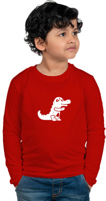 CHOMBOOKA Boys Printed Cotton Blend Regular T Shirt(Red, Pack of 1)