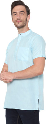 Latest Plus Men Solid Straight Kurta(Light Blue)