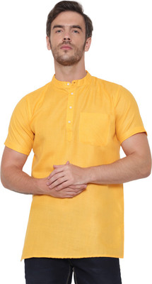 Latest Plus Men Solid Straight Kurta(Yellow)