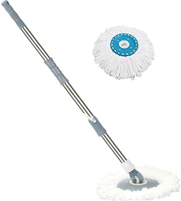 V-MOP Premium Classic Grey Rod Mop Stick- India's Biggest Rod Set With 1 Microfiber Refills -Easy to fit for All Bucket Mops (( 6 Months Warranty on Rod Set )) String Mop(Multicolor)