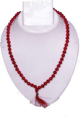 LETNIX Red Hakik Mala/ Red Agate Mala/ Semi Precious Stone Mala (Size: 8mm, Length: 30 inches, Beads: 108+1) with Gaumukhi Agate Stone Necklace Stone Chain