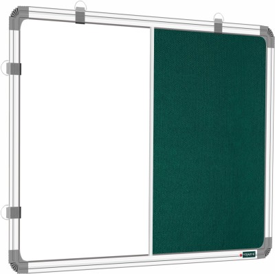 YAJNAS 1.5X2 Feet Premium Combination Board (Non-Magnetic Whiteboard With Green Pin-Up/ Bulletin Board /Notice Board) For Home, Office & School. Heavy-Duty Aluminium Frame (Pack Of 1) Combination Board| Color - Green Notice Board(60 cm 45 cm)