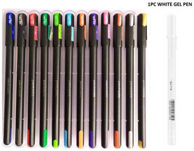 Linc Pentonic Multi Ink Colour With White Gel Pen(Pack of 12, Ink Color - Multicolor)