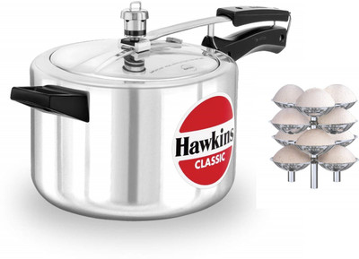 Hawkins Classic with idli stand (12 idli) 5 L Inner Lid Pressure Cooker(Aluminium)