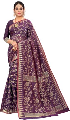 PRITUL SAREES Woven Jamdani Pure Cotton Saree(Purple)