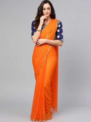 Prutha Fashions Embellished Bollywood Chiffon Saree(Orange)