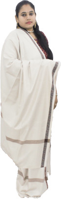KAVIM Wool Solid Women Shawl(White)