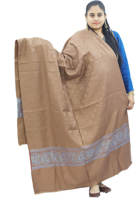 Vrinde Polyester Wool Blend Self Design Women Shawl(Brown)