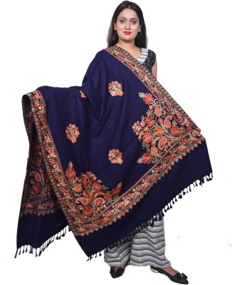 SUMEDH handcrafts Acrylic Floral Print Women Shawl(Blue)