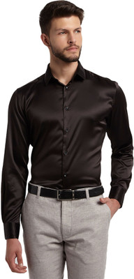 BOWRAIN Men Solid Party Black Shirt