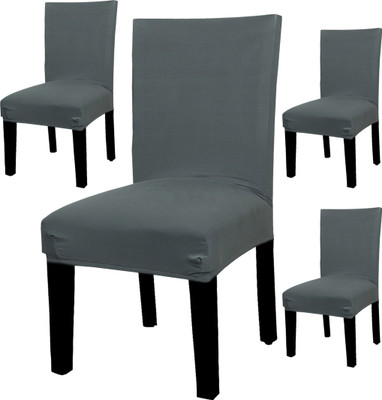 HOUSE OF QUIRK Polyester Plain 1 Seater Chair Cover(Grey Pack of 4)