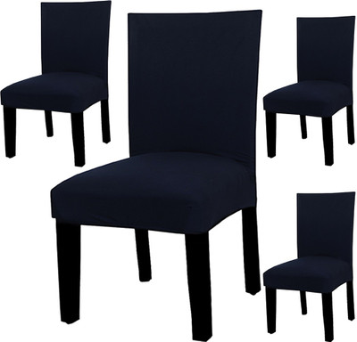HOUSE OF QUIRK Polyester 1 Seater Chair Plain Cover(Pack of 4 Blue)