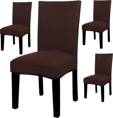 HOUSE OF QUIRK Polyester Plain Chair Cover(Brown Pack of 4)