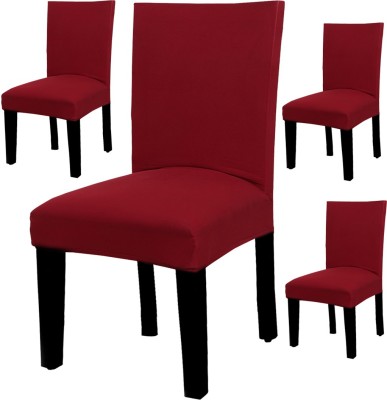 HOUSE OF QUIRK Polyester Plain Chair Cover(Maroon Pack of 4)