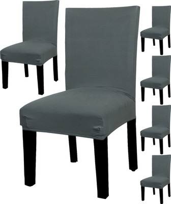 HOUSE OF QUIRK Polyester Plain 1 Seater Chair Cover(Grey Pack of 6)