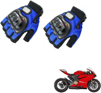 KOZDIKO Pro Biker Half Fingered Gloves Blue For Ducati 1299 Panigale Riding Gloves(Blue)