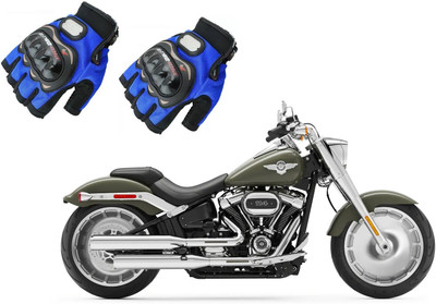 KOZDIKO Pro Biker Half Fingered Gloves Blue For Harley Davidson Fat Boy 114 Riding Gloves(Blue)