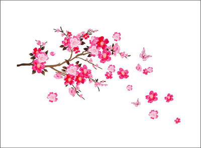 Vijaya enterprises 72 cm Flower with Butterfly Wall Sticker size (91x54cm) Self Adhesive Sticker(Pack of 1)
