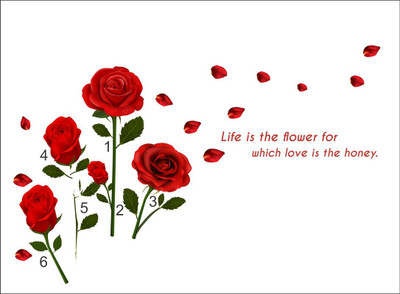 Vijaya enterprises 70 cm decorative multicolour red rose With flower wall stick, covering area [91x59cm] Self Adhesive Sticker(Pack of 1)