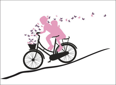 Vijaya enterprises 70 cm Decorative Love Couple Cycle Rider Wall Sticker covering area [87x56cm] Self Adhesive Sticker(Pack of 1)