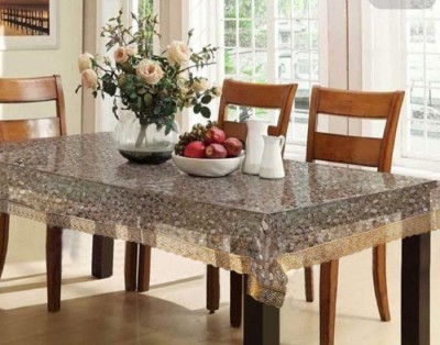 TANLOOMS Printed 8 Seater Table Cover(Gold, PVC)