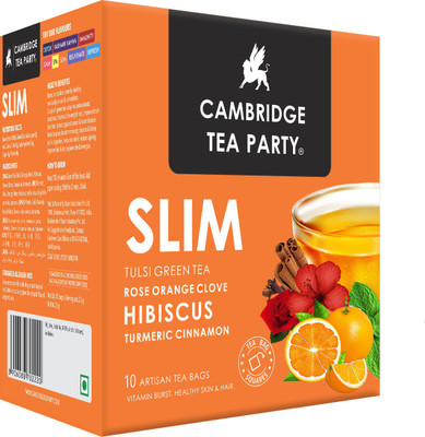 Cambridge Tea Party Slim 30 Tea Bags, Hibiscus Clove Orange Rose Turmeric Cinnamon Tulsi Green Tea (immunity booster with natural vitamins, cleanse, cold relief, weight loss, slim, skin glow) Green Tea Box(3 x 25 g) Cambridge Tea Party Slim 30 Tea Bags, Hibiscus Clove Orange Rose Turmeric Cinnamon Tulsi Green Tea (immunity booster with natural vitamins, cleanse, cold relief, weight loss, slim, skin glow) Green Tea Box(3 x 25 g)