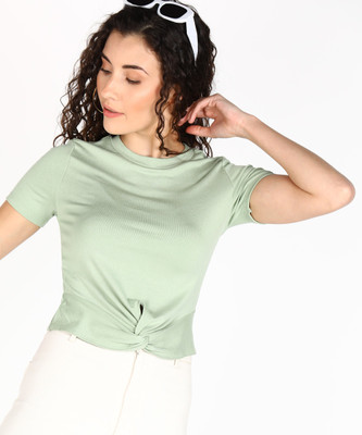 Tokyo Talkies Casual Solid Women Green Top