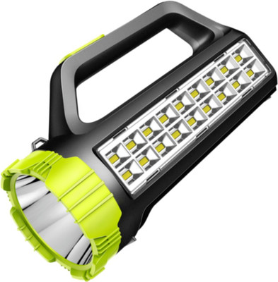 Smuf Long Range 50W 2 in1 800M 2 Modes: High (18 LED) Dual function 6 Hrs Backup Torch(Black, Green, 8 cm, Rechargeable)