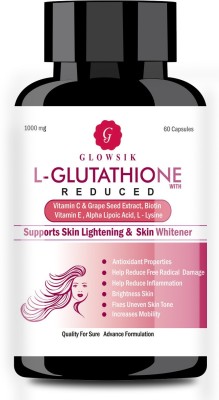 G GLOWSIK L-Glutathione with Vitamin C& E,GrapeSeed,for skin glow , anti-oxidant -60 CAP(1000 mg)
