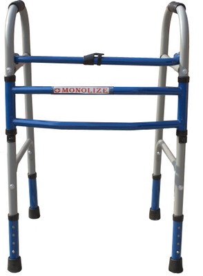 MONOLIZE Double Bar Grey Blue Height Adjustable Foldable Walking Stick