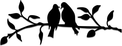 Craflee Pine Wood Laser Cut Ready to Hang Wall Decor Birds in Love(5 inch X 15 inch, Black)