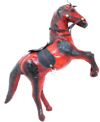 DESI KARIGAR Wooden & leather Horse(Brown)