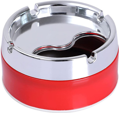 ETWGallery Red, Silver Plastic Ashtray(Pack of 1)