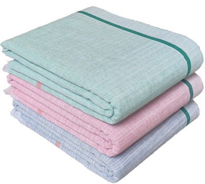 Mk weaves Cotton 300 GSM Bath, Hand, Hair, Face Gamcha Set(Pack of 3)