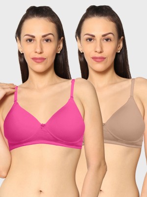 KAVYA Women T-Shirt Non Padded Bra(Pink, Brown)