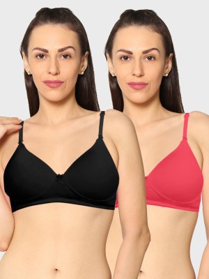 KAVYA Women T-Shirt Non Padded Bra(Black, Red)